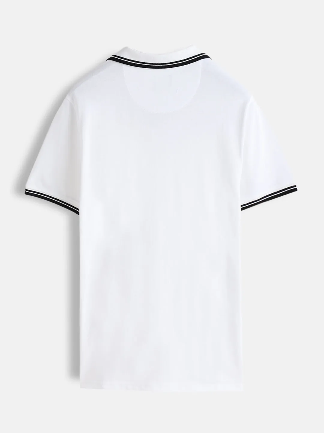 Slim Fit 100% Cotton Johnny Collar Polo With Contrast Tipping | White sold by Wrogn product image thumbnail 2