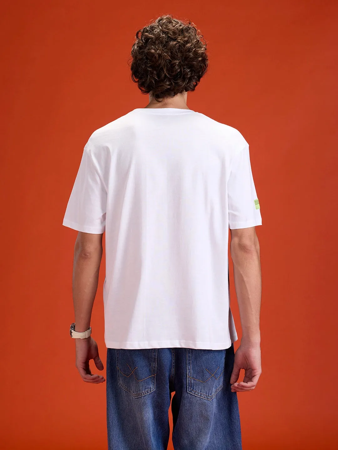 Casual Men Sporty Look Oversized Fit Tee With Print | White sold by Wrogn product image thumbnail 2