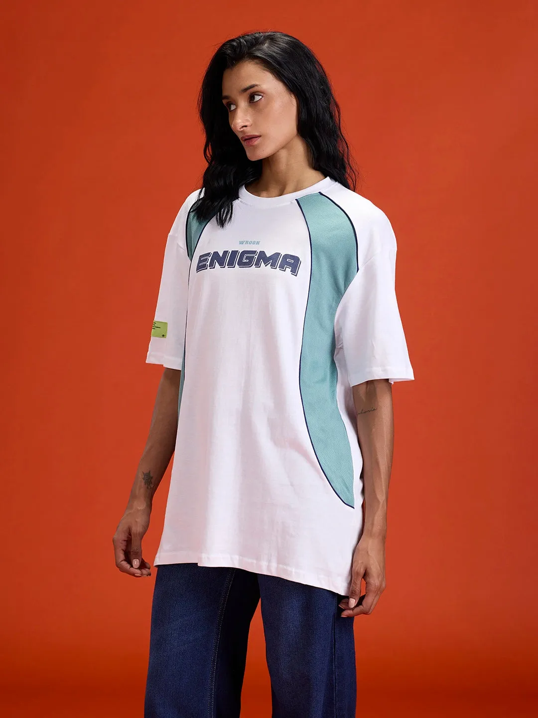 Casual Men Sporty Look Oversized Fit Tee With Print | White sold by Wrogn product image thumbnail 5