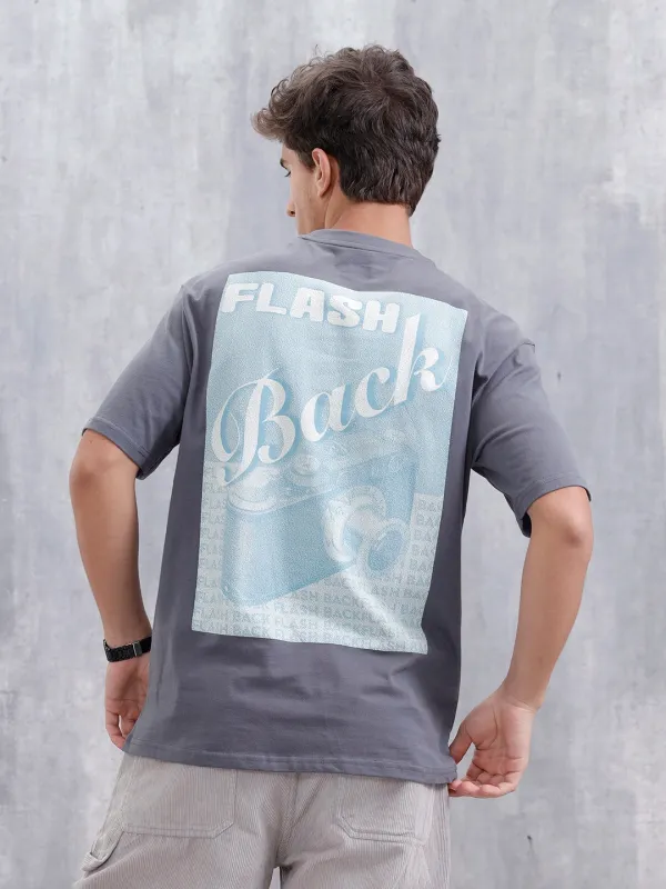 Casual Men Oversized Fit Tee With Graphic | Grey sold by Wrogn