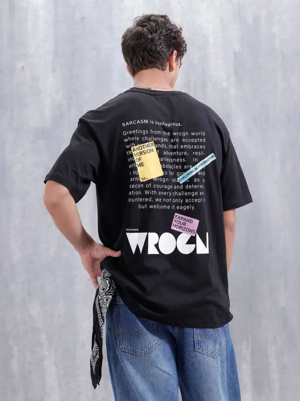 Men’S Casual Oversized Fit Graphic T-Shirt | Black sold by Wrogn