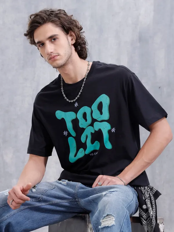 Men’s Casual Oversized Fit Graphic T-Shirt | Black sold by Wrogn