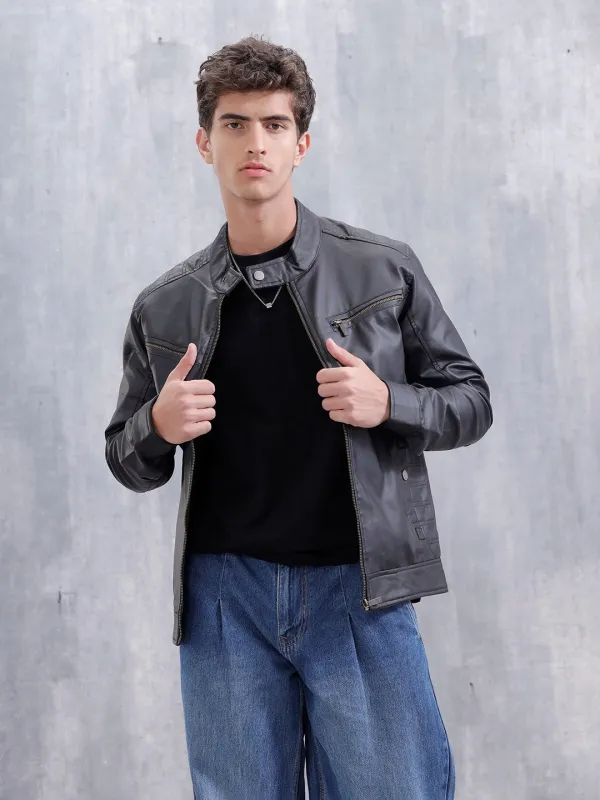 Men's Casual Biker Jacket | Black sold by Wrogn