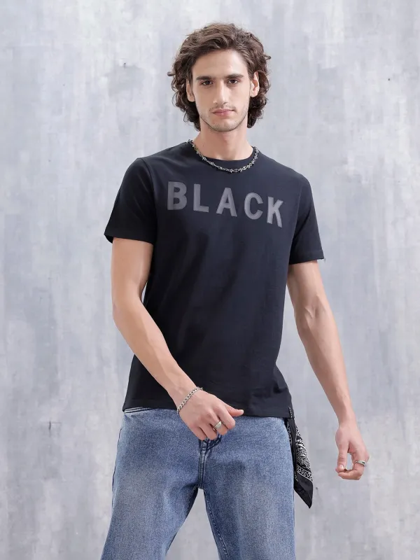 Men's Slim Fit Graphic Printed T-Shirt | Black sold by Wrogn