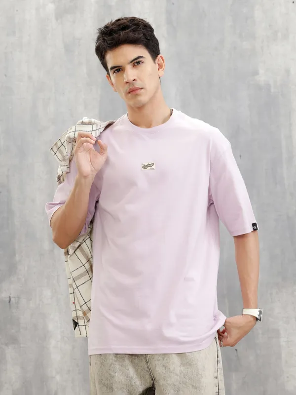 Placement Patchwork Oversized T-Shirt | Purple sold by Wrogn