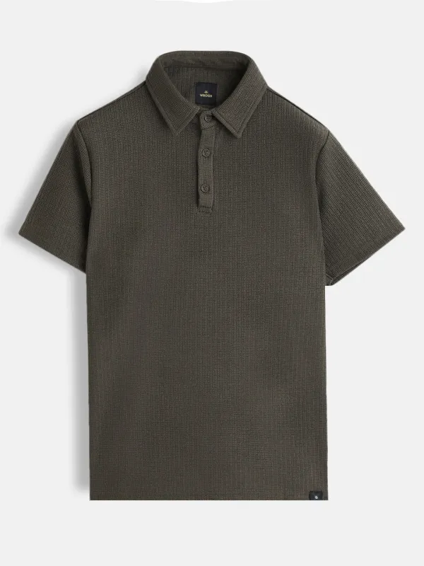 Solid Textured Polo | Olive sold by Wrogn