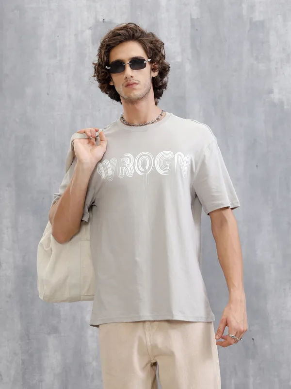 Typography Graphic Printed T-Shirt | Grey sold by Wrogn