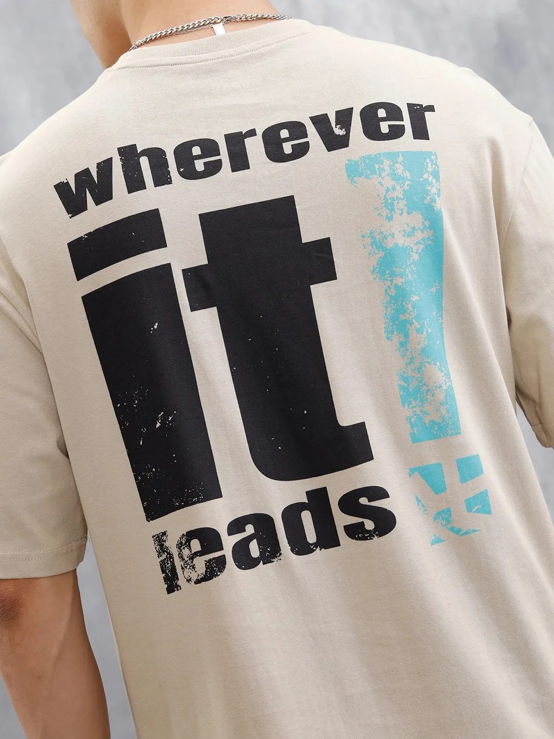 Back Printed Oversized T-Shirt | Beige sold by Wrogn product image thumbnail 5