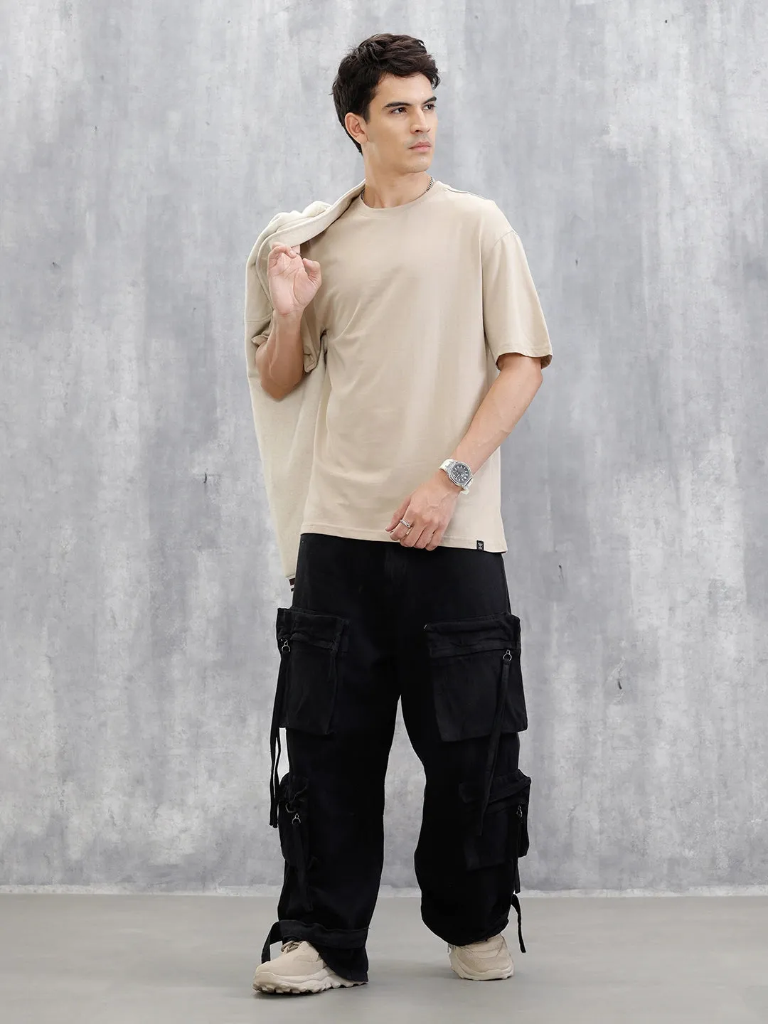 Back Printed Oversized T-Shirt | Beige sold by Wrogn product image thumbnail 2