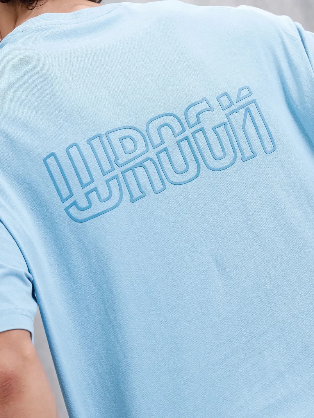 Oversized Crew Neck T-Shirt With Puff Print | Light Blue sold by Wrogn product image thumbnail 5