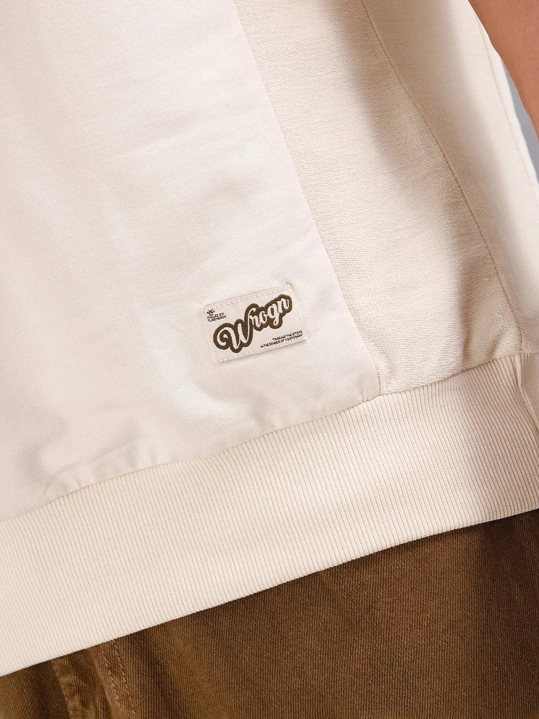 Solid Oversized Crew Neck T-shirt | Beige sold by Wrogn product image thumbnail 5