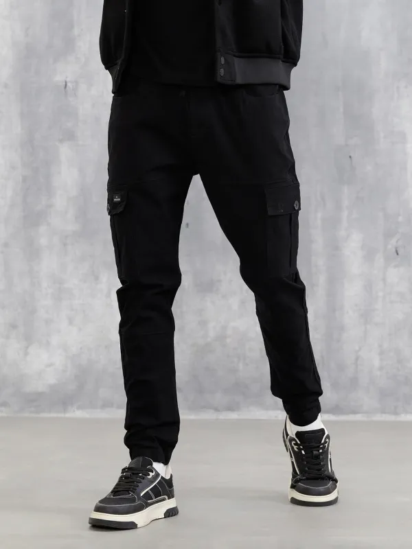 Men’s Solid Cargo Jogger | Black sold by Wrogn