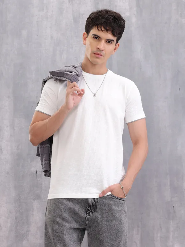 Solid Slim Fit T-Shirt | White sold by Wrogn