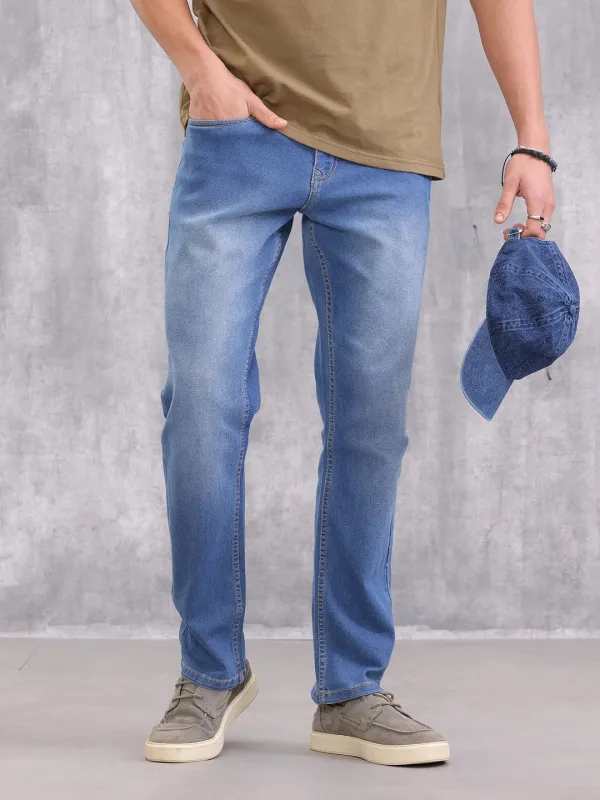 Low Fade Denim Jeans | Blue sold by Wrogn