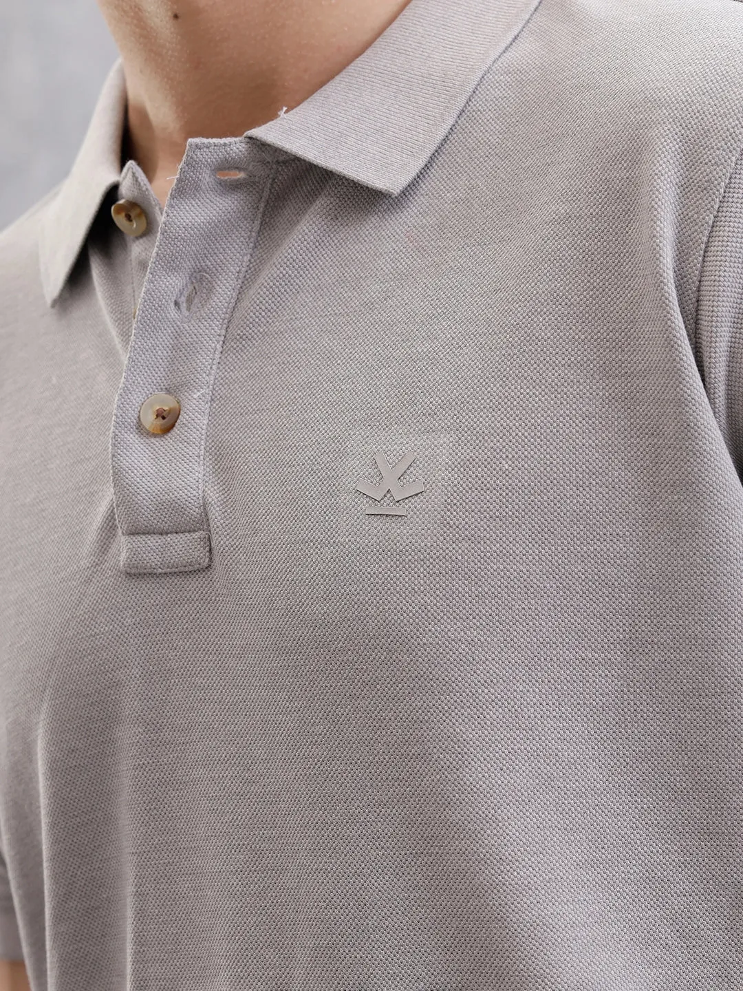 Solid Slim Fit Polo T-Shirt | Grey sold by Wrogn product image thumbnail 4