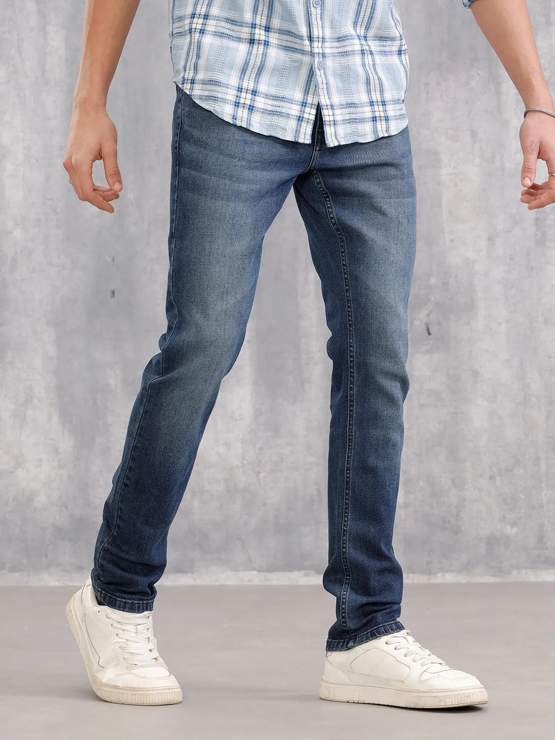 Low Fade Slim Fit Jeans | Blue sold by Wrogn product image thumbnail 4