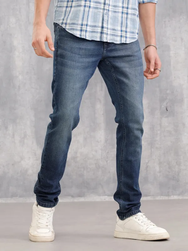 Low Fade Slim Fit Jeans | Blue sold by Wrogn