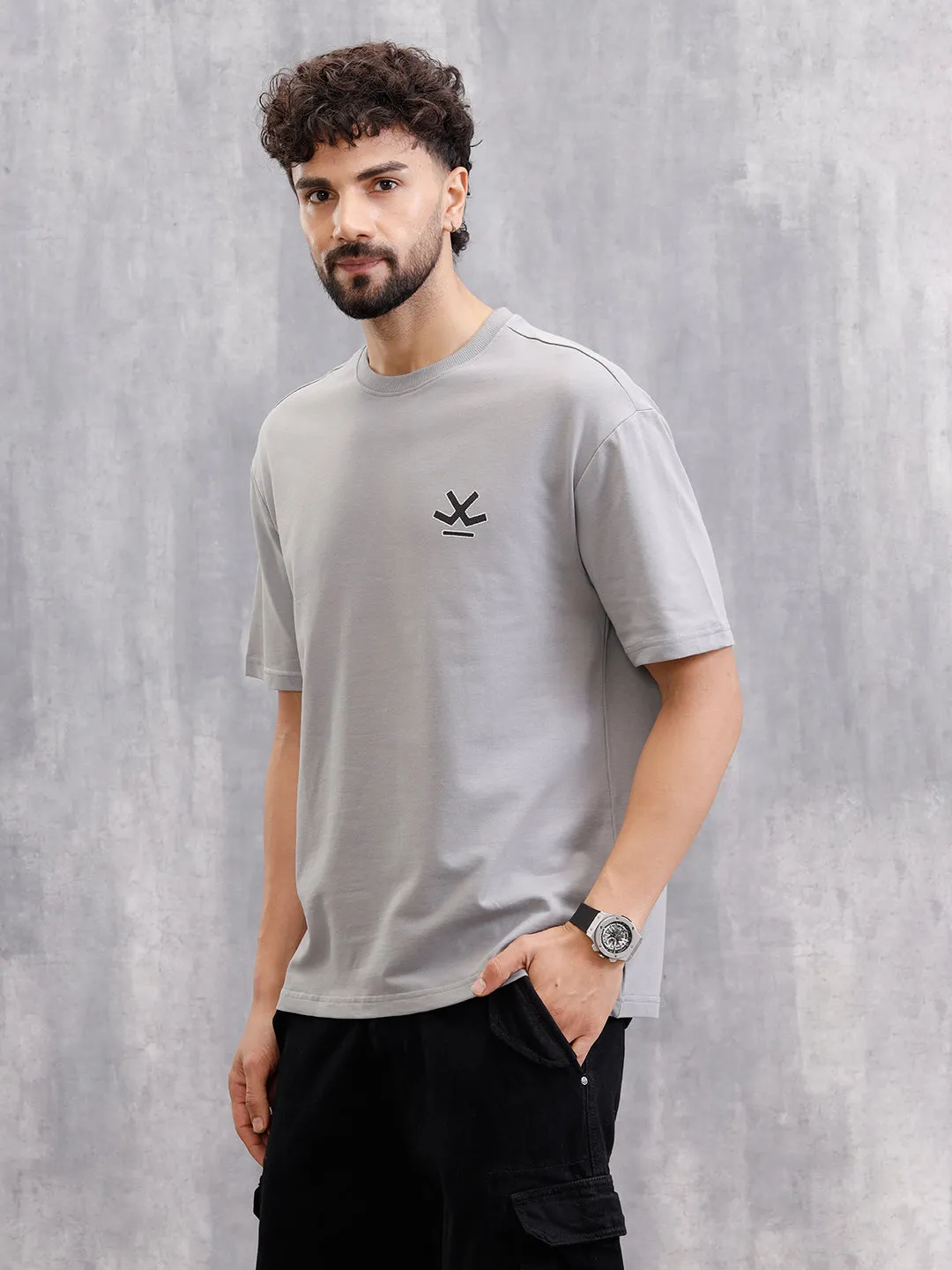 Cross Stitch Inspired Back Print Graphic T-Shirt | Grey sold by Wrogn product image thumbnail 3