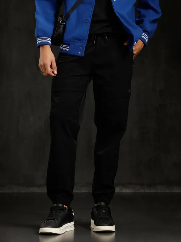 Solid Straight Fit Jogger | Black sold by Wrogn