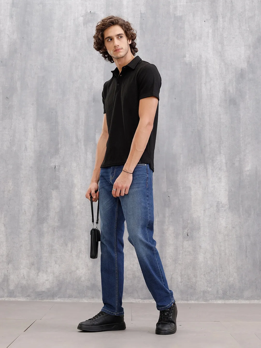 Relaxed Fit Cotton Stretch Mid Washed Jeans | Blue sold by Wrogn product image thumbnail 2
