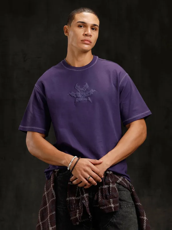 Puff Printed Oversized T-Shirt | Purple sold by Wrogn