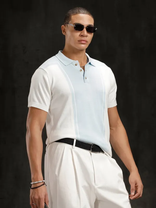 Flat Knit Slim Fit T-Shirt | Off White made by Wrogn