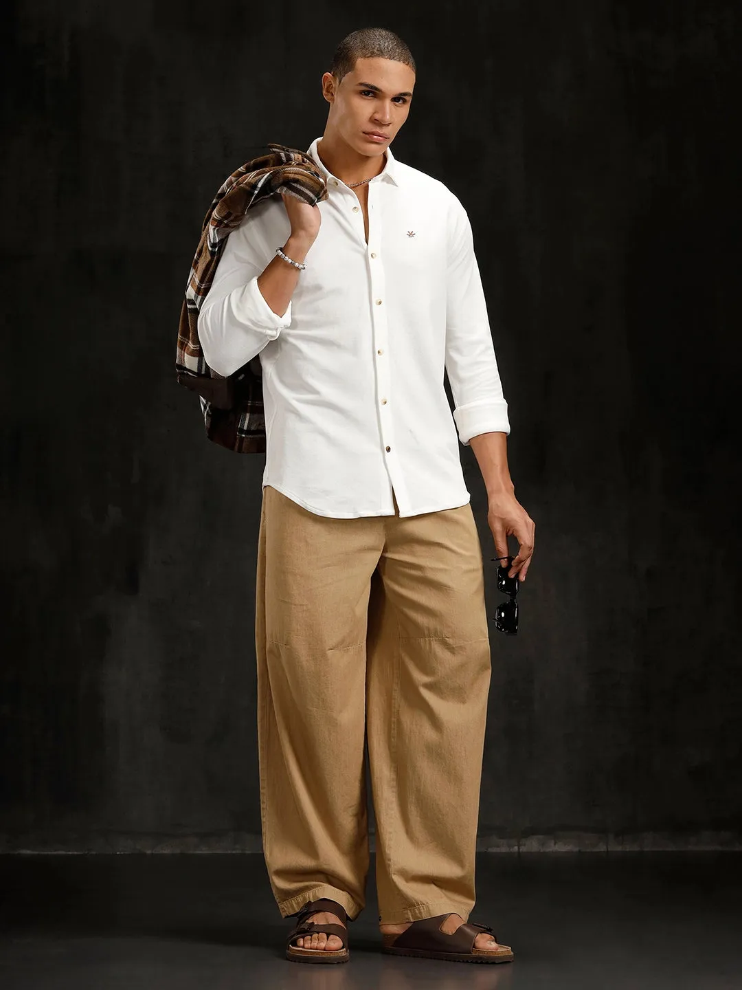 Solid Pique Knit Shirt | White sold by Wrogn product image thumbnail 2