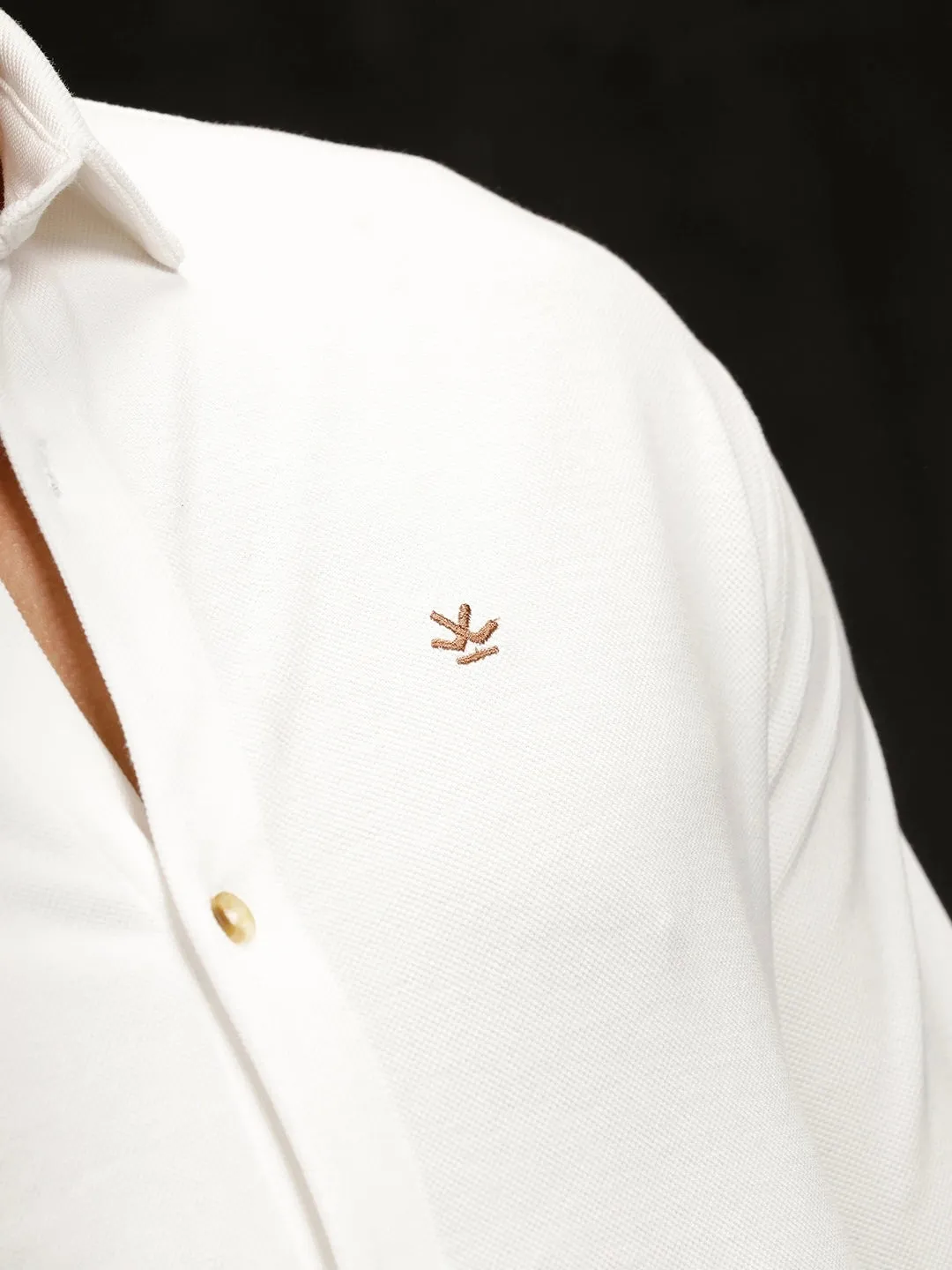 Solid Pique Knit Shirt | White sold by Wrogn product image thumbnail 5
