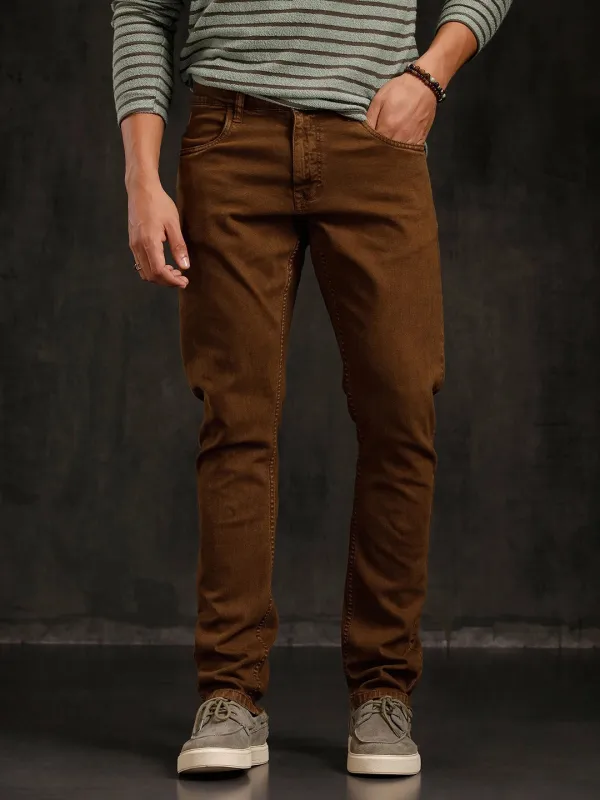 Light Fade Slim Fit Jeans | Dark Khakhi sold by Wrogn