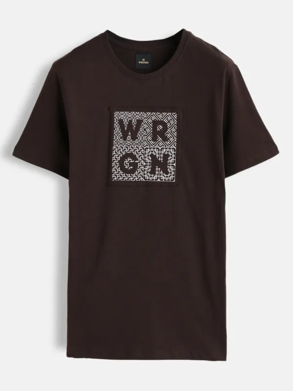 Printed Patchwork T-Shirt | Coffee sold by Wrogn