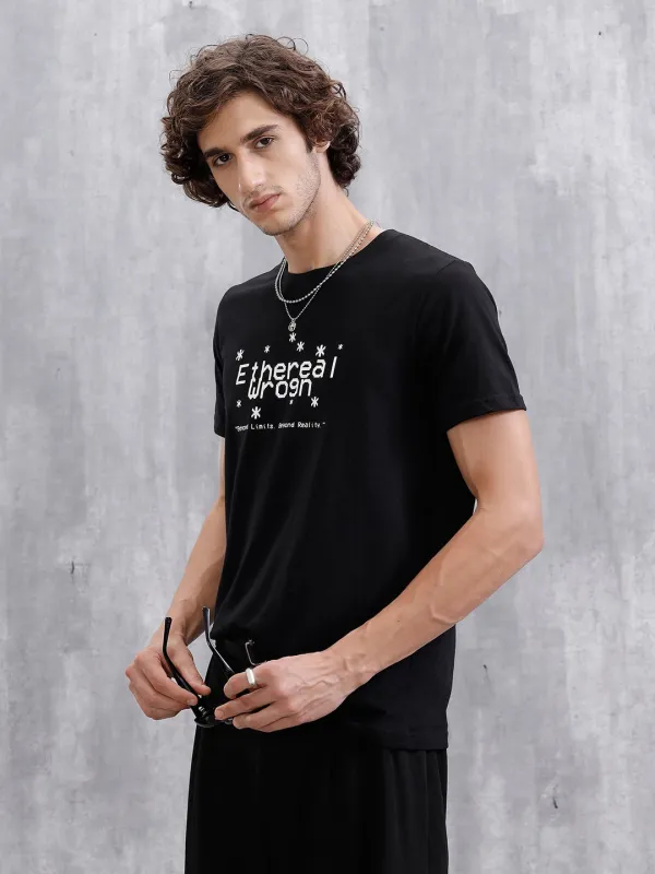 Printed Slim Fit T-Shirt | Black sold by Wrogn