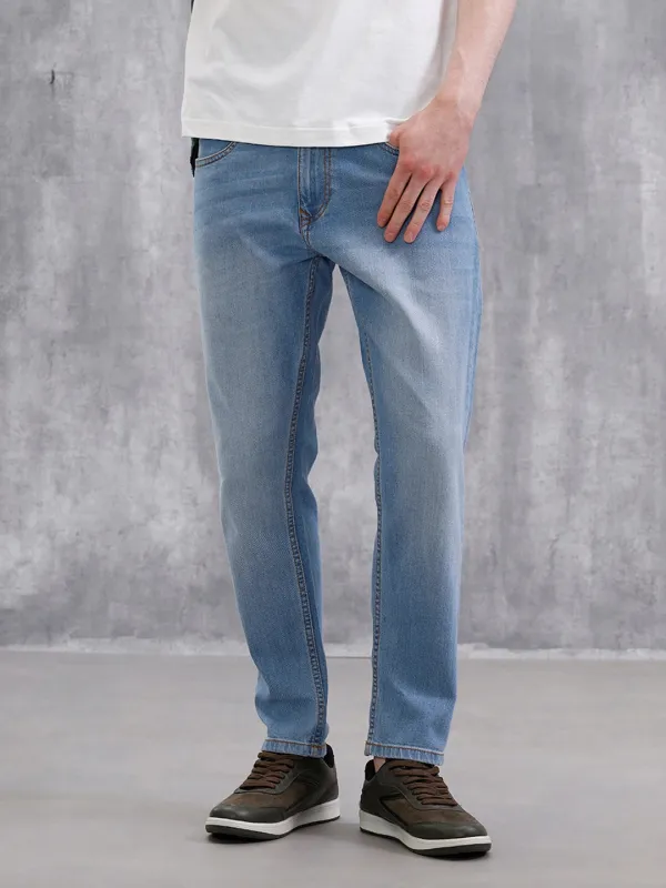 Heavy Fade Skinny Crop Jeans | Light Blue sold by Wrogn