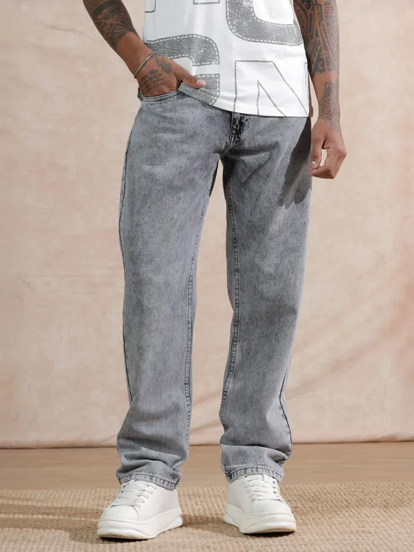 Heavy Fade Anti Fit Jeans | Light Grey sold by Wrogn