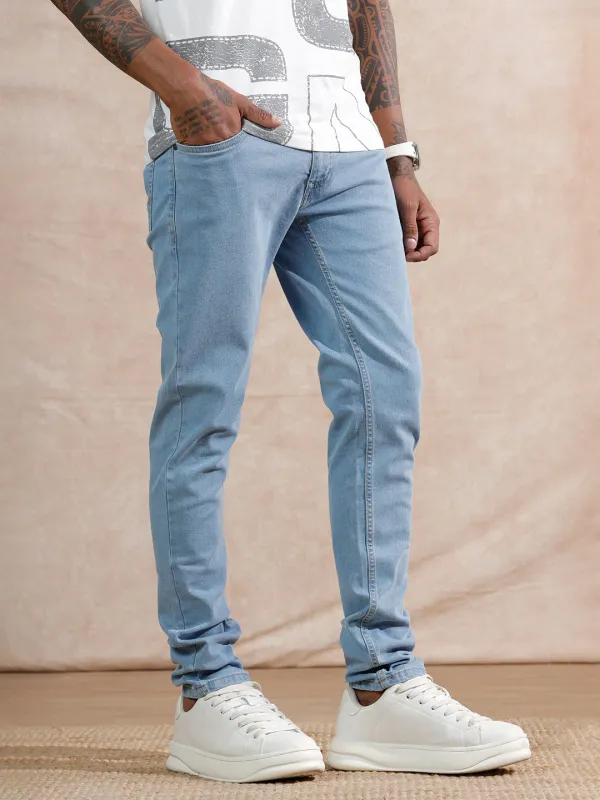 Casual Slim Tapered Jeans | Light Blue sold by Wrogn