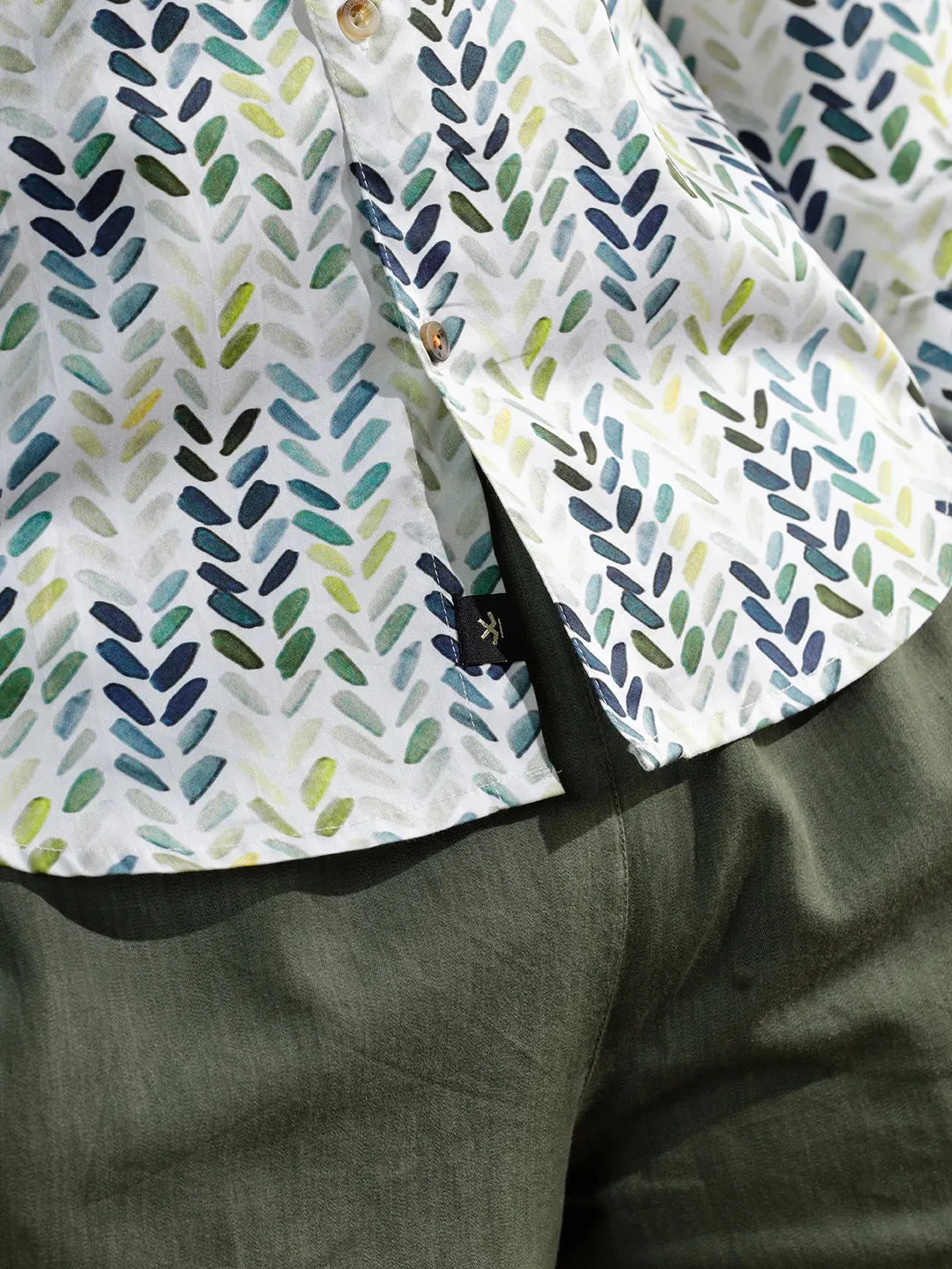 Printed Satin Slim Fit Shirt | White sold by Wrogn product image thumbnail 3