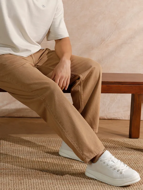 Solid Light Fade Loose Fit Jeans | Khaki sold by Wrogn