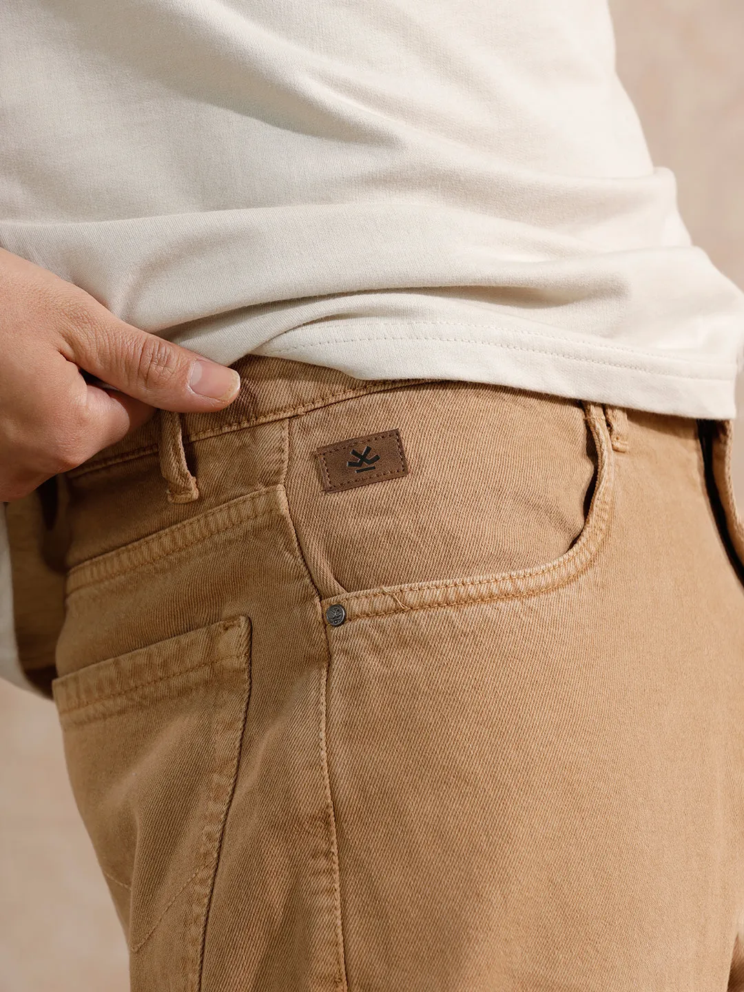 Solid Light Fade Loose Fit Jeans | Khaki sold by Wrogn product image thumbnail 5