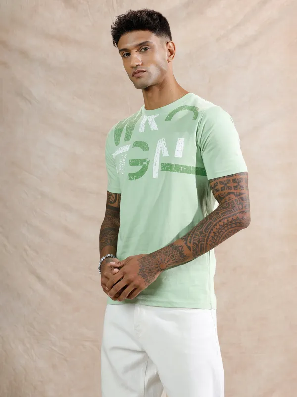 Graphic Slim Fit T-Shirt | Light Green sold by Wrogn