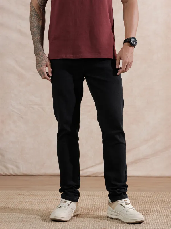 Solid Skinny Fit Jeans | Black sold by Wrogn