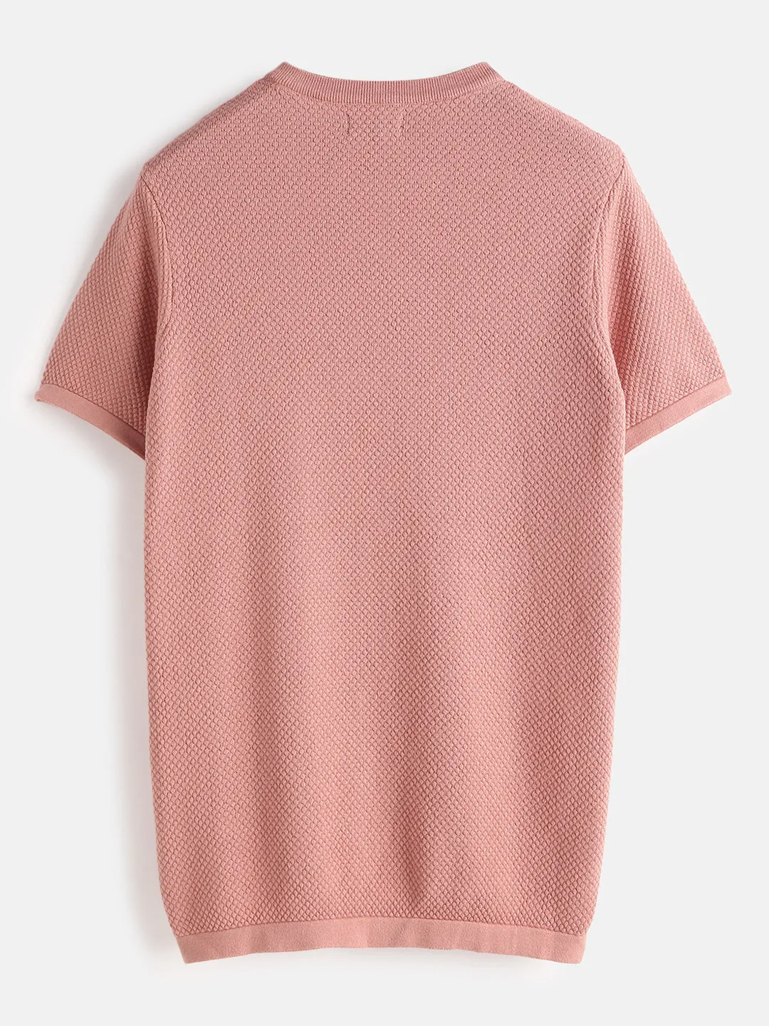 Casual Flat Knit T-Shirt | Pink sold by Wrogn product image thumbnail 4
