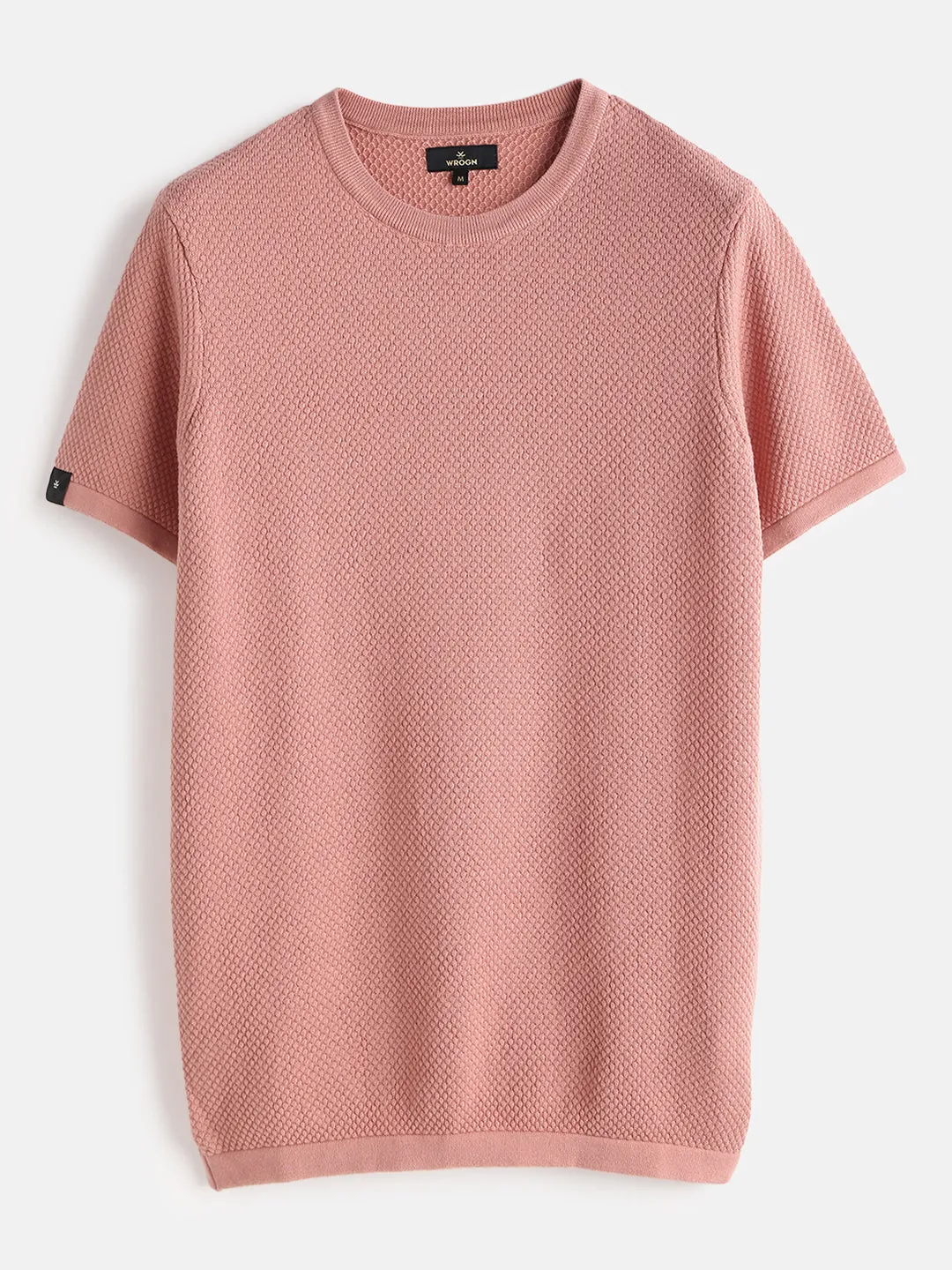 Casual Flat Knit T-Shirt | Pink sold by Wrogn