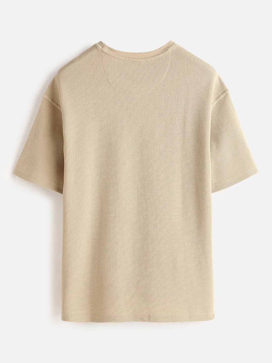 Textured Waffle Knit T-Shirt | Khaki sold by Wrogn product image thumbnail 5