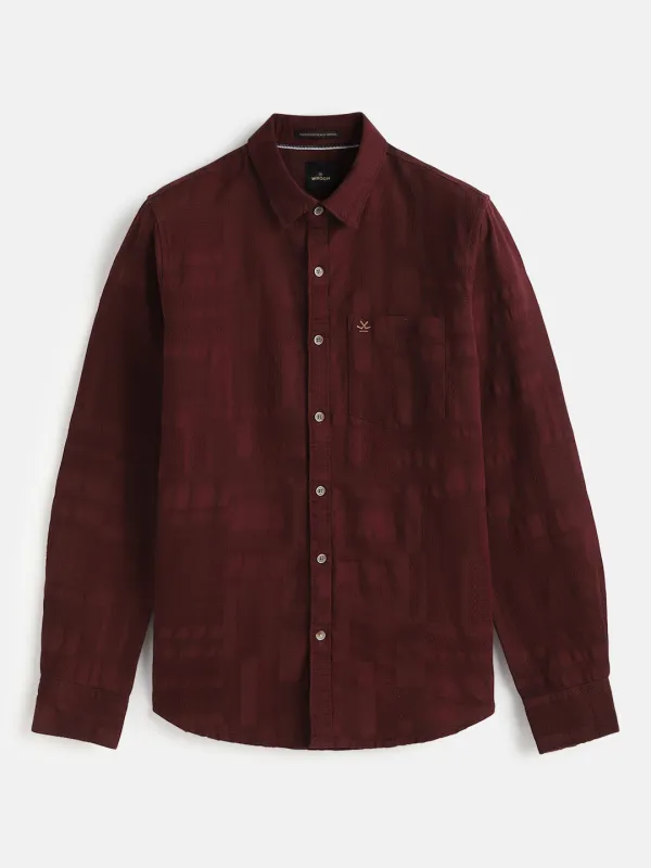 Textured Pure Cotton Shirt | Maroon sold by Wrogn