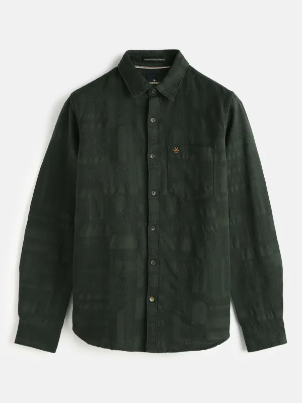 Textured Pure Cotton Shirt | Green sold by Wrogn