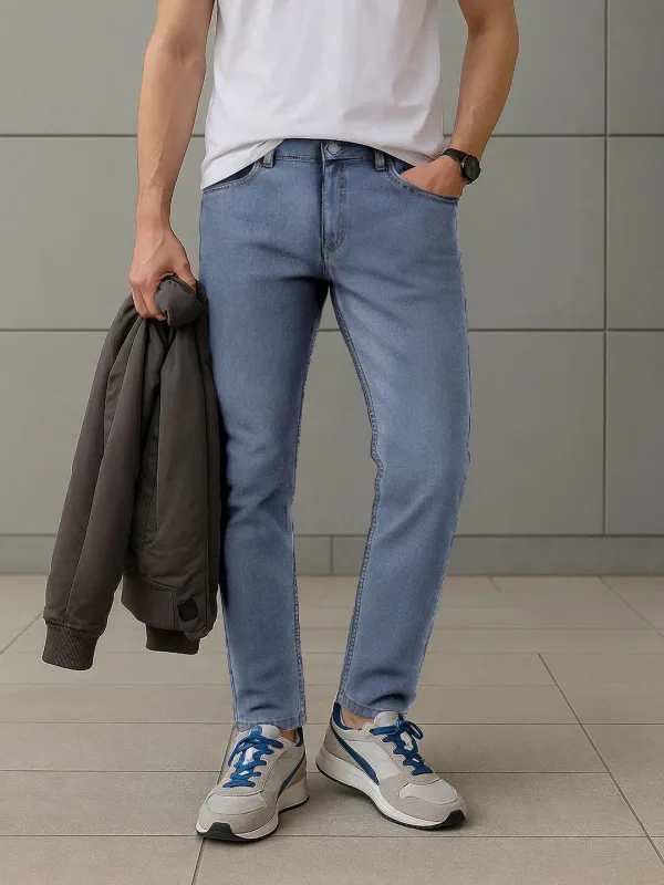 Faded Slim Fit Jeans | Light Blue sold by Wrogn