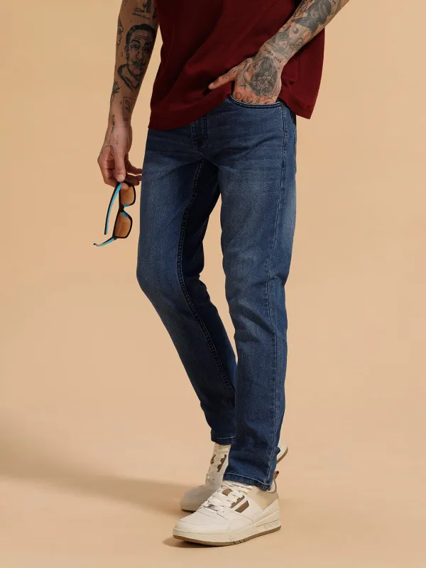 Casual Faded Slim Fit Jeans | Blue sold by Wrogn