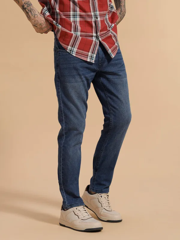 Heavy Fade Slim Fit Jeans | Blue sold by Wrogn