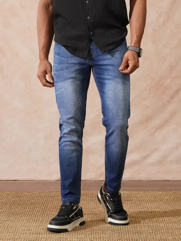 High Fade Skinny Crop Jeans | Blue sold by Wrogn