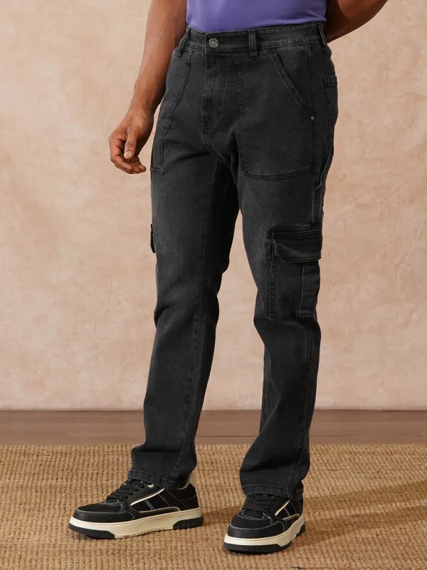 Light Fade Cargo Jeans | Black sold by Wrogn