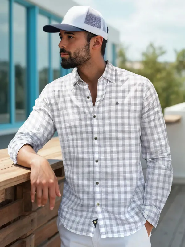 Textured Dobby Cotton Shirt | Grey sold by Wrogn